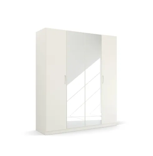 Kleiderschrank Drehtürenschrank Quadra-Spin | 4-türig | mit Spiegeltüren | alpinweiß | 181x210 | Griff Pure