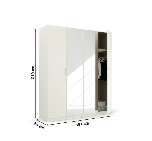 Kleiderschrank Drehtürenschrank Quadra-Spin | 4-türig | mit Spiegeltüren | alpinweiß | 181x210 | Griff Pure