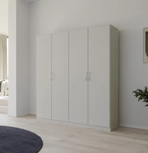 Kleiderschrank Drehtürenschrank Quadra-Spin | 4-türig | seidengrau | 181x210 | Griff Pure