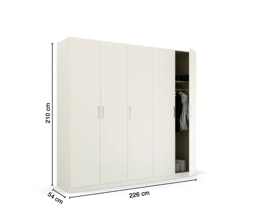 Kleiderschrank Drehtürenschrank Quadra-Spin | 5-türig | alpinweiß | 226x210 | Griff Pure