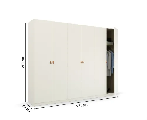 Kleiderschrank Drehtürenschrank Quadra-Spin | 6-türig | alpinweiß | 271x210 | Griff Homey