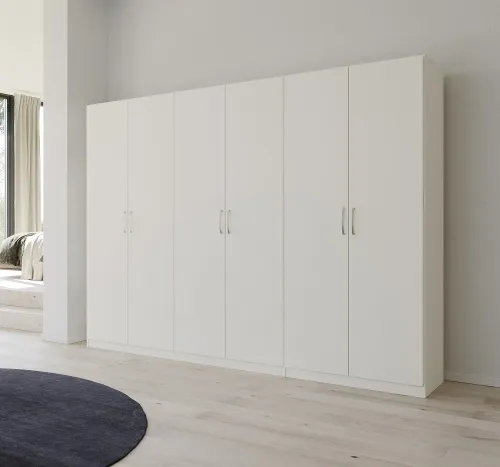 Kleiderschrank Drehtürenschrank Quadra-Spin | 6-türig | alpinweiß | 271x210 | Griff Pure