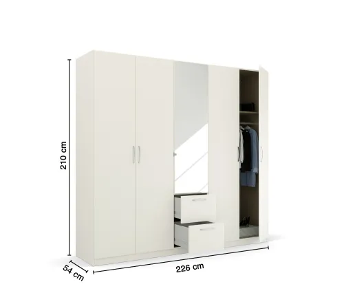 Kleiderschrank Drehtürenschrank Quadra-Spin | mit Spiegeltüren & Schubkästen | alpinweiß | Griff