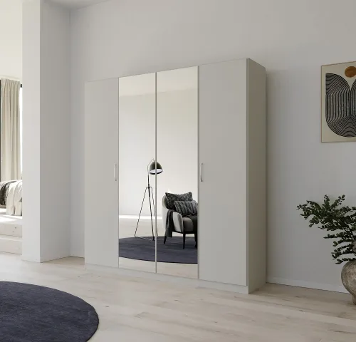 Kleiderschrank Drehtürenschrank Quadra-Spin | mit Spiegeltüren | seidengrau | verschiedene Größen