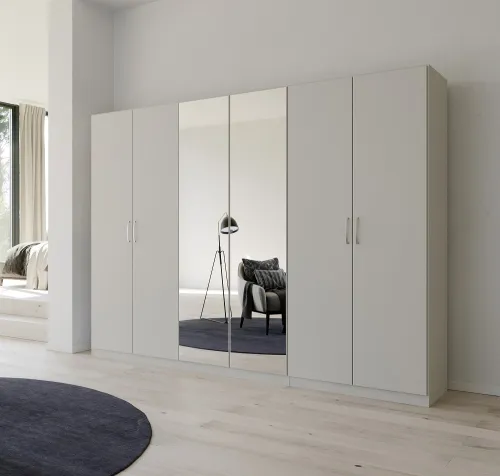 Kleiderschrank Drehtürenschrank Quadra-Spin | mit Spiegeltüren | seidengrau | verschiedene Größen