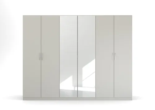 Kleiderschrank Drehtürenschrank Quadra-Spin | mit Spiegeltüren | seidengrau | verschiedene Größen