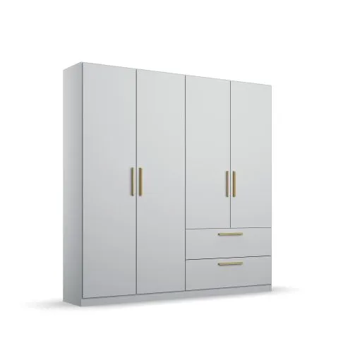 Kleiderschrank Drehtürenschrank Skandi | mit Schubkästen | seidengrau | verschiedene Größen