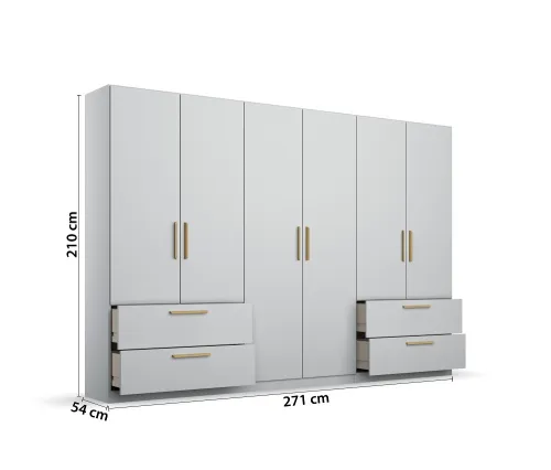 Kleiderschrank Drehtürenschrank Skandi | mit Schubkästen | seidengrau | verschiedene Größen