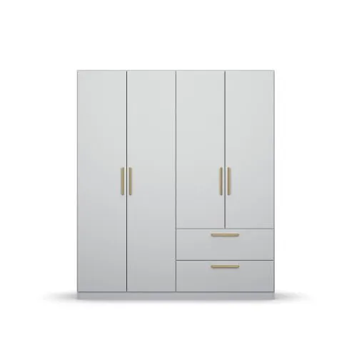 Kleiderschrank Drehtürenschrank Skandi | mit Schubkästen | seidengrau | verschiedene Größen
