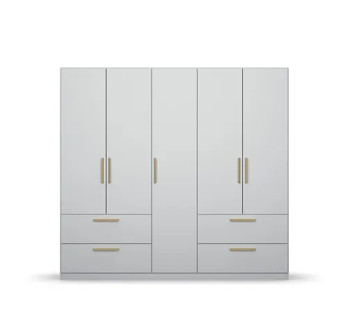 Kleiderschrank Drehtürenschrank Skandi | mit Schubkästen | seidengrau | verschiedene Größen