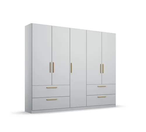 Kleiderschrank Drehtürenschrank Skandi | mit Schubkästen | seidengrau | verschiedene Größen