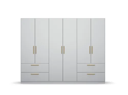 Kleiderschrank Drehtürenschrank Skandi | mit Schubkästen | seidengrau | verschiedene Größen