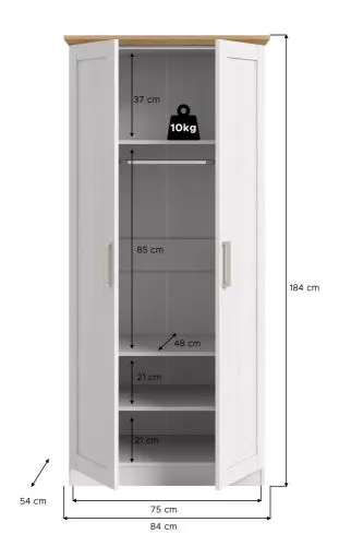 Kleiderschrank Florenz | mit 2 Türen | Sibiu Lärche / Artisan Eiche