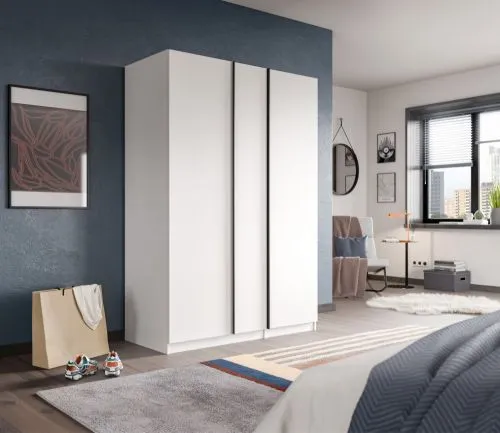 Kleiderschrank Oakland | mit 3 Türen & 4 Einlegeböden | weiß