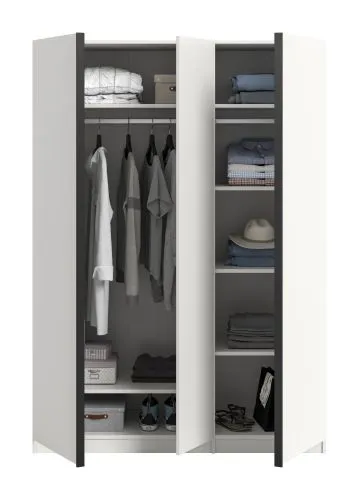 Kleiderschrank Oakland | mit 3 Türen & 4 Einlegeböden | weiß