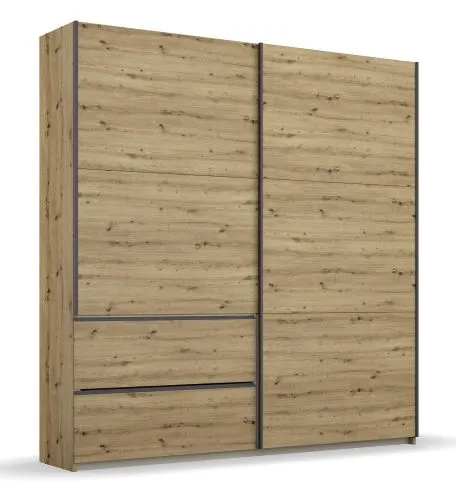 Kleiderschrank Schwebetürenschrank Sevilla | 2-türig | Eiche Artisan / grau metallic | verschiedene Größen