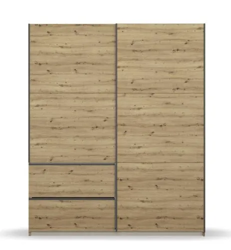 Kleiderschrank Schwebetürenschrank Sevilla | 2-türig | Eiche Artisan / grau metallic | verschiedene Größen