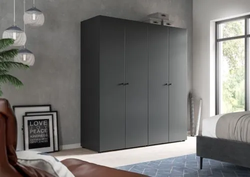 Kleiderschrank Set Darwin | 2-teilig | mit 2 Türen | anthrazit