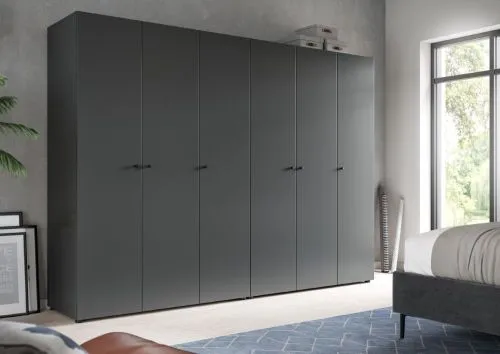 Kleiderschrank Set Darwin | 2-teilig | mit 3 Türen | anthrazit