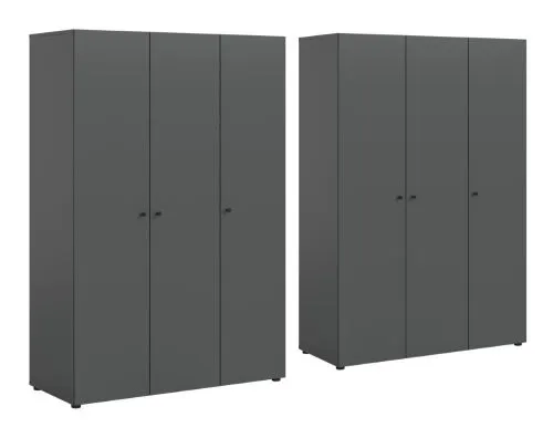 Kleiderschrank Set Darwin | 2-teilig | mit 3 Türen | anthrazit