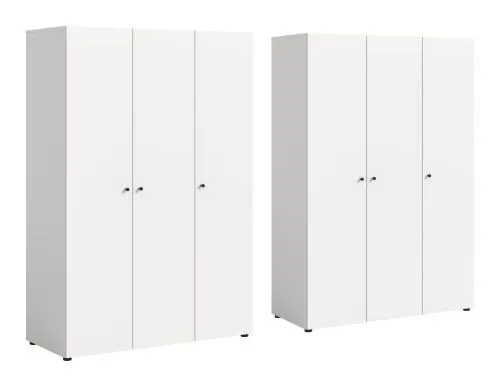 Kleiderschrank set Darwin | 2-teilig | mit 3 Türen | weiß