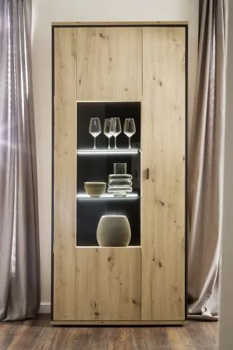 Kombi-Vitrine Buenos Aires | Balkeneiche | ohne Beleuchtung