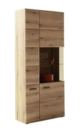 Kombi-Vitrine Naxos | Eiche Evoke | LED Beleuchtung