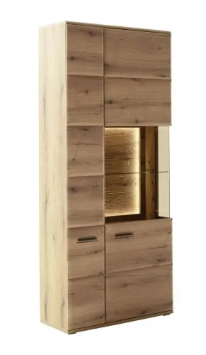 Kombi-Vitrine Naxos | Eiche Evoke | LED Beleuchtung