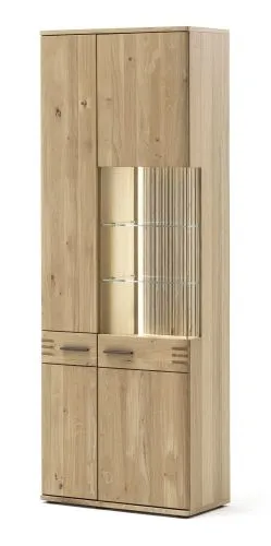 Kombi-Vitrine Salvador | Balkeneiche Bianco | LED Beleuchtung