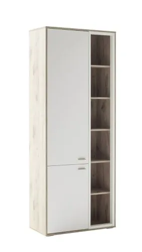 Kombi-Vitrine Santerno | Soft white / Viking Oak | LED Beleuchtung