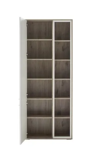 Kombi-Vitrine Santerno | Soft white / Viking Oak | LED Beleuchtung