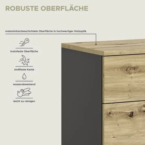 Kommode Canu 1 | Basalt grau / Artisan Eiche