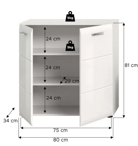 Kommode Ice | mit 2 Türen | weiß