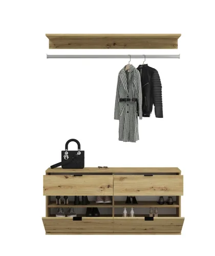 Kommode mit Garderobenstange Projekt X breit | Artisan Eiche