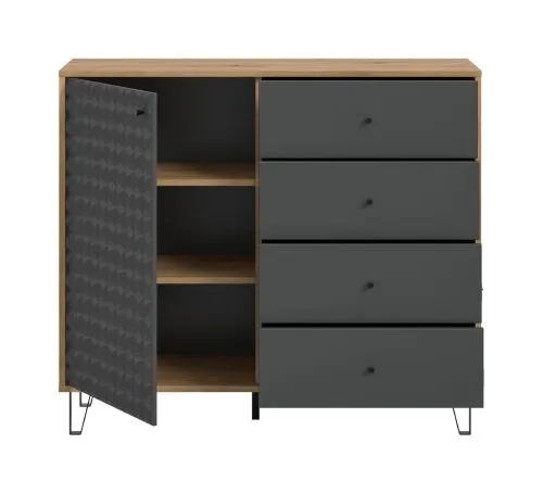 Kommode Prisma 2 | mit 4 Schubkästen | artisan Eiche / anthrazit
