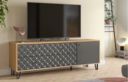 Kommode Prisma 3 | mit 2 Schubkästen | artisan Eiche / anthrazit