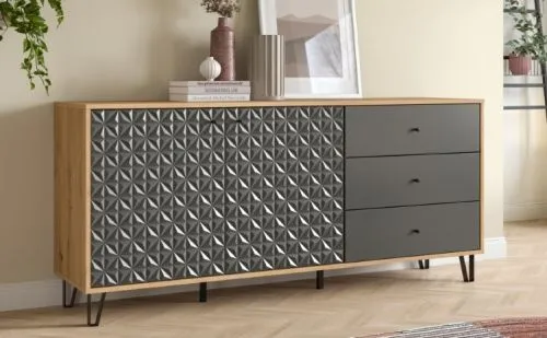 Kommode Prisma | mit 3 Schubkästen | artisan Eiche / anthrazit