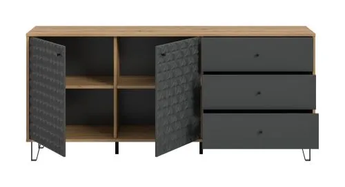 Kommode Prisma | mit 3 Schubkästen | artisan Eiche / anthrazit