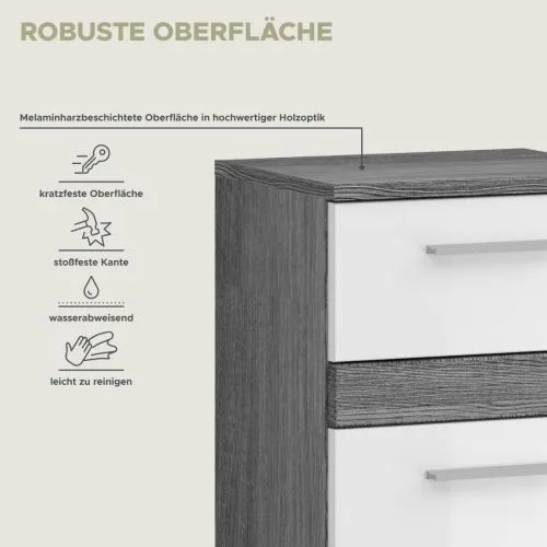 Kommode Unterschrank Blake | weiß Hochglanz / Rauchsilber