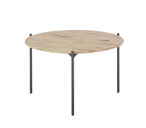 Couchtisch Assuan | Eiche massiv | rund | Eiche / schwarz | 55 cm