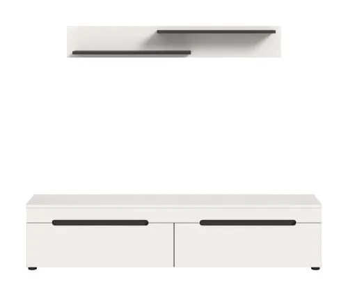Lowboard inkl. Wandboard Canu | weiß / Basalt grau