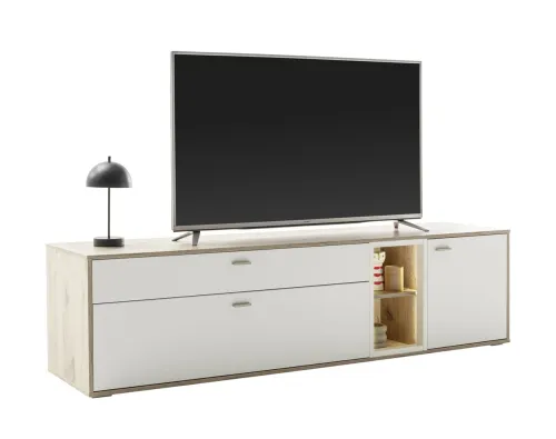 Lowboard TV-Board Santerno | weiß / Wildeiche | LED Beleuchtung