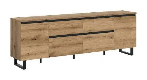 Lowboard TV-Board Tomasa | Evoke Oak / schwarz