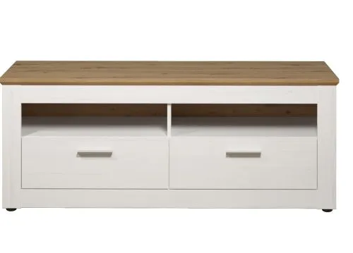 Lowboard TV-Schrank Shade | Andersen Pinie weiß / Artisan Eiche | Landhausstil | LED Beleuchtung