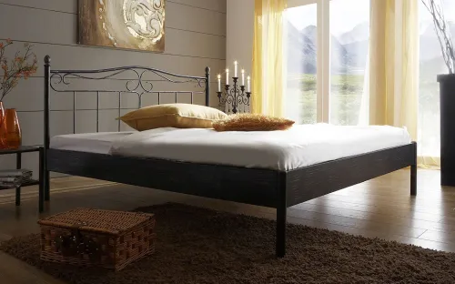Metallbett Iris | schwarz / silber gewischt | 140x210 | ohne Fußteil