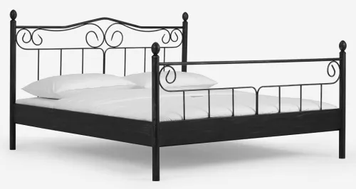 Metallbett Iris | schwarz / silber gewischt | 200x200 | mit Fußteil