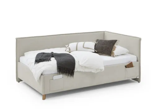 Polsterbett Fun | beige | 90 x 200 cm | mit Rückenteil | ohne Bettkasten | mit Matratze