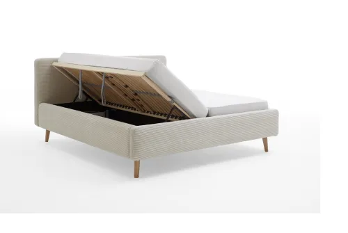 Polsterbett Mattis Cord | beige | 180 x 200 cm | mit Lattenrost & Bettkasten