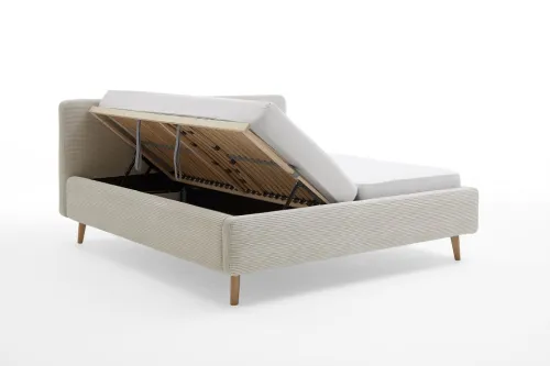 Polsterbett Mattis Cord | beige | 180 x 200 cm | mit Lattenrost & Bettkasten