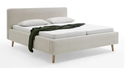 Polsterbett Mattis Cord | beige | 180 x 200 cm | mit Lattenrost & Bettkasten